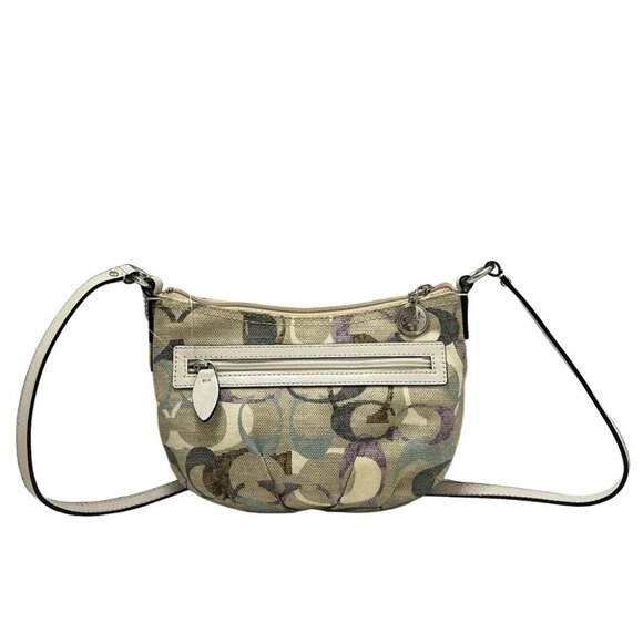 COACH Optic Signature - Beige Cream Multi PVC Leather Shoulder Bag - Picture 1 of 9